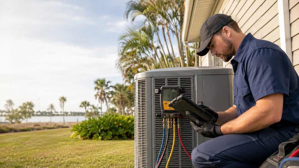 HVAC field service team using The AC People operations platform