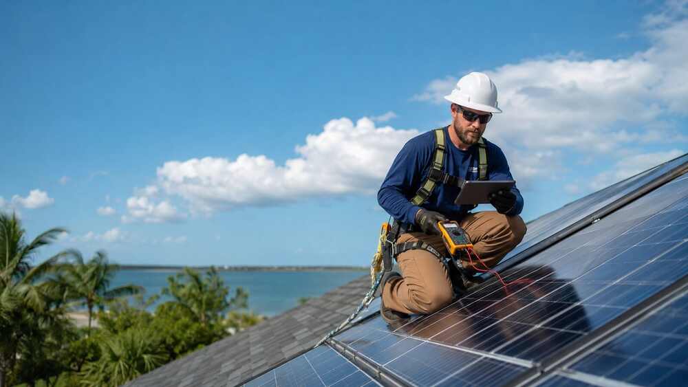 Solar field service team using The AC People operations platform